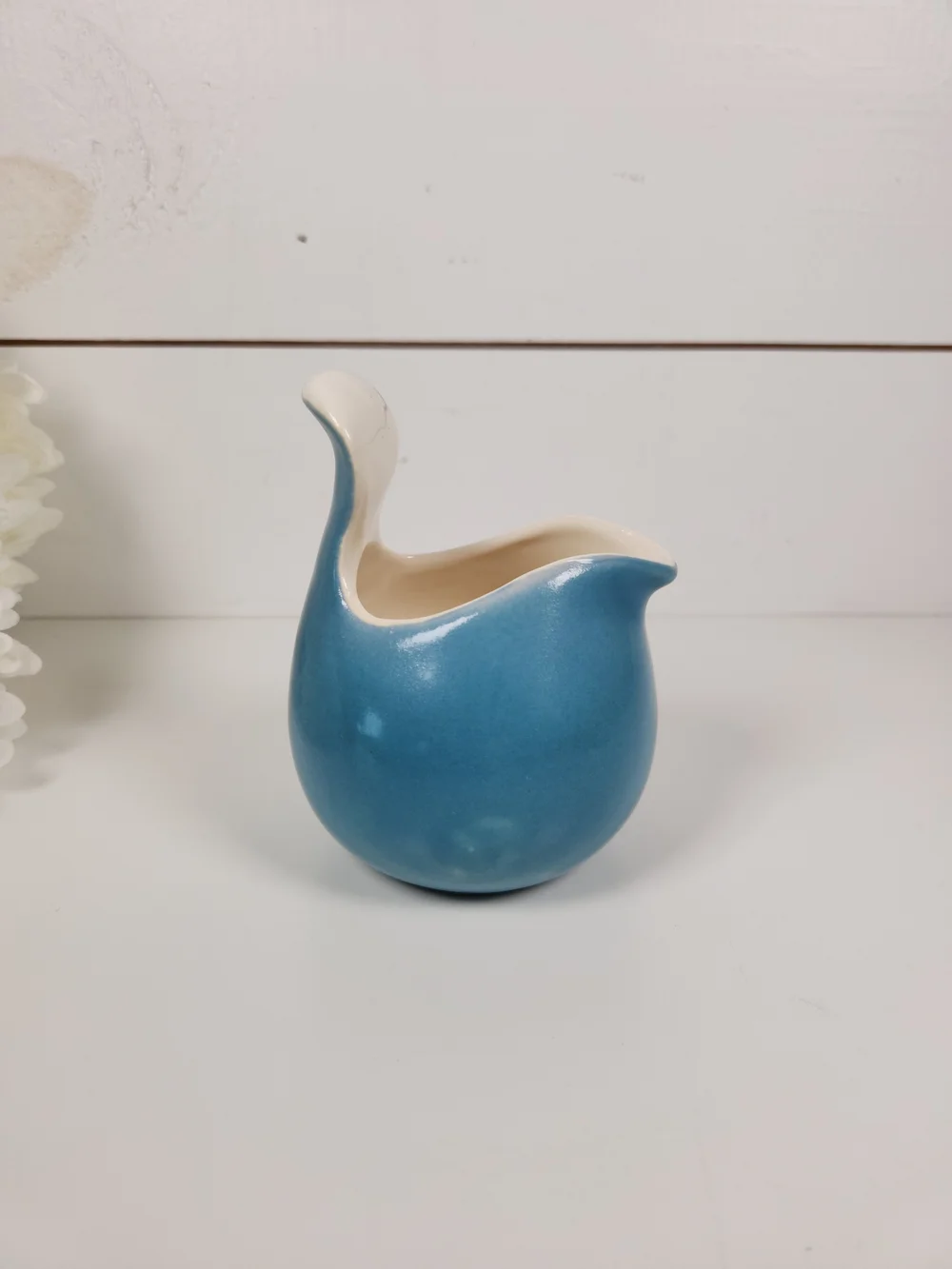 Eva Zeisel Red Wing Pottery Town and Country Blue & White Creamer | 1940s